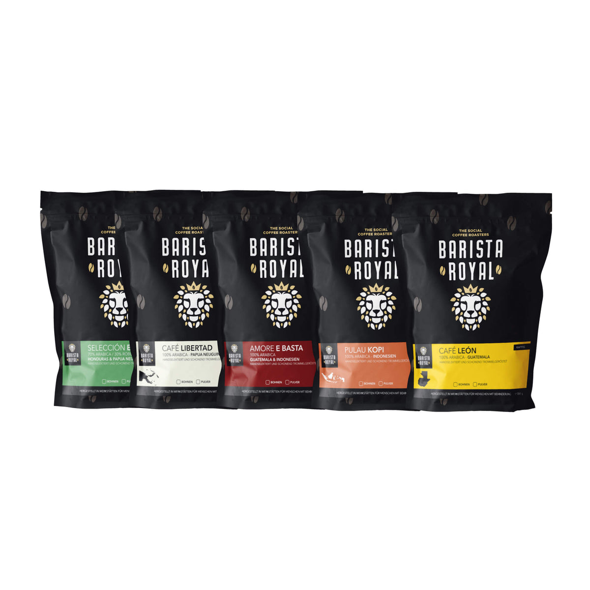 Probierpaket Kaffee (5 x 100g) - Barista Royal GmbH - Probierpaket Kaffee (5 x 100g) - Barista Royal GmbH